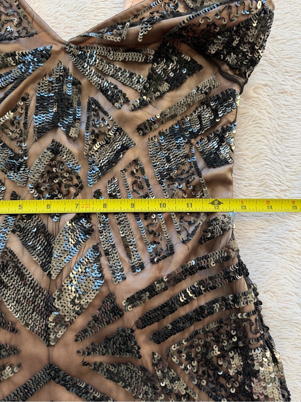 Vintage Bebe Black Sequin V-Neck Cocktail Mini Dress Size S XS - Picture 8 of 14